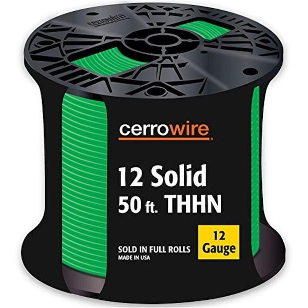 Southwire Southwire 11591541 12 Awg Thhn Solid Wire; Green 50 ft